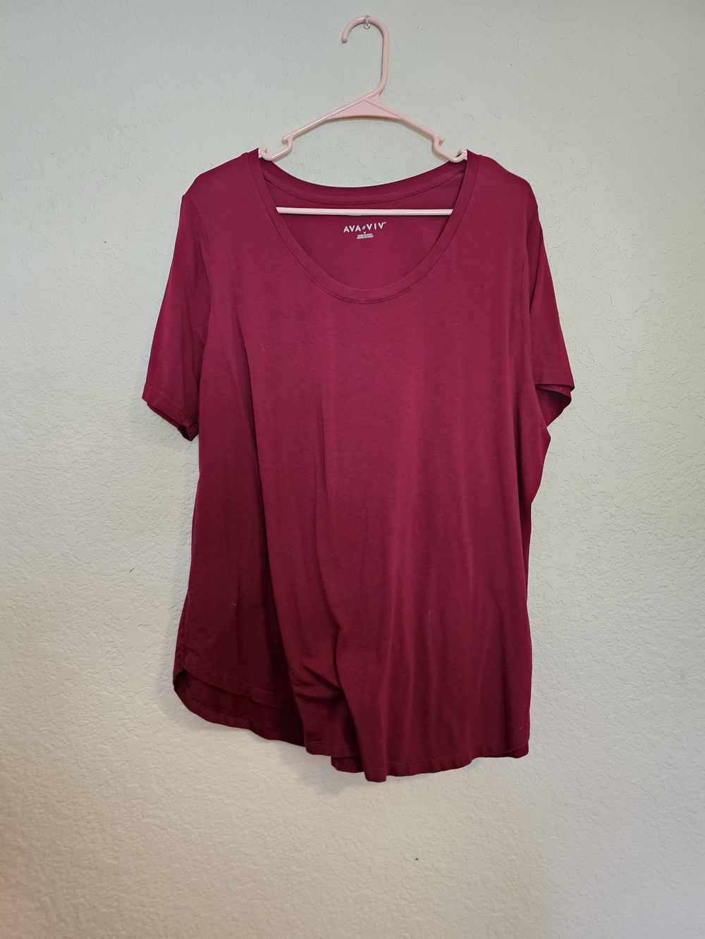 Ava & Viv Short Sleeve Scoop Neck Tee - Berry